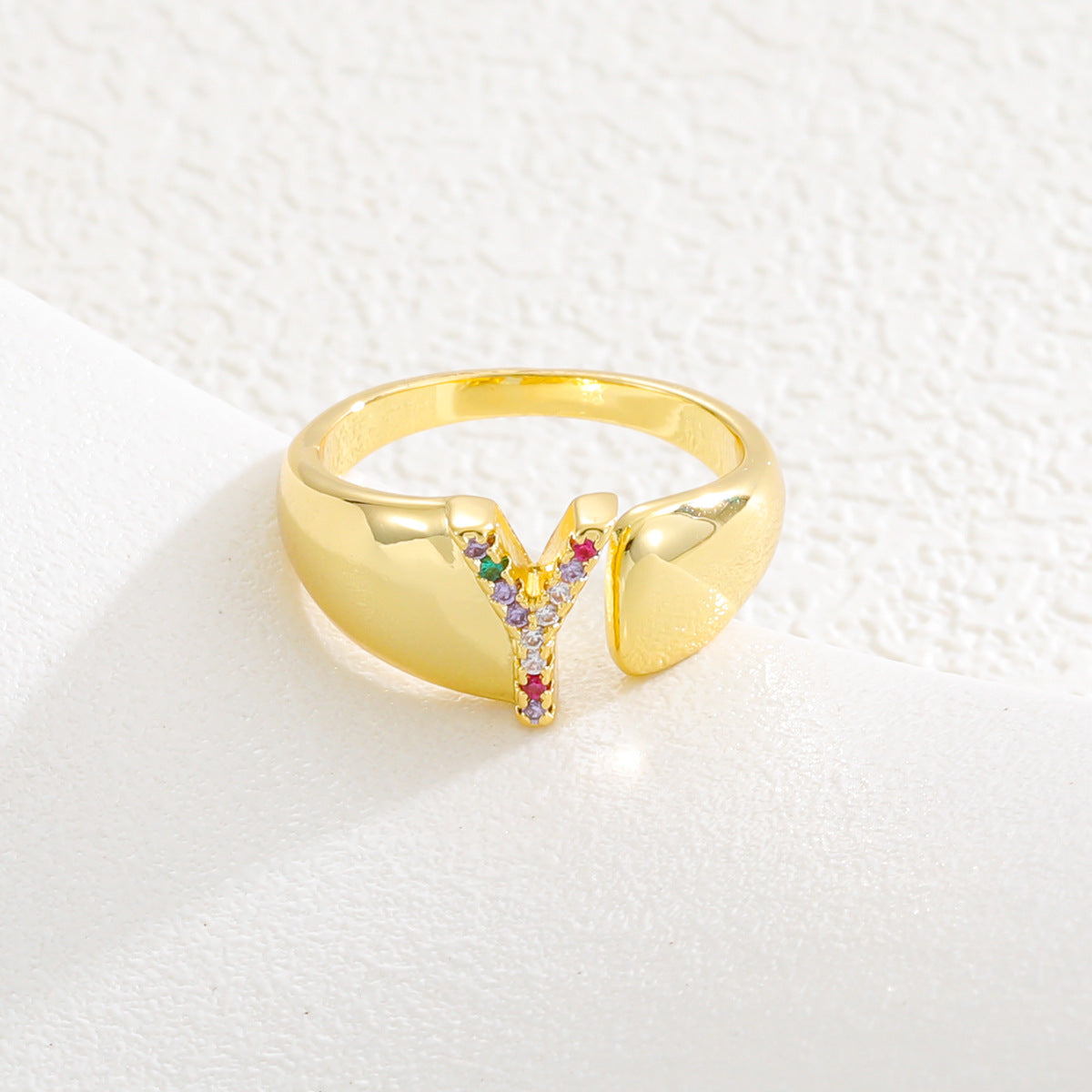 Letters Gold Plated Cell Phone Finger Ring