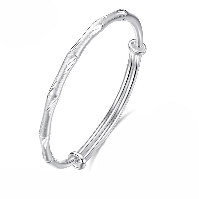 Women's Style Sandblasted Bamboo Simple Light Presages Safety Solid Push Bracelets