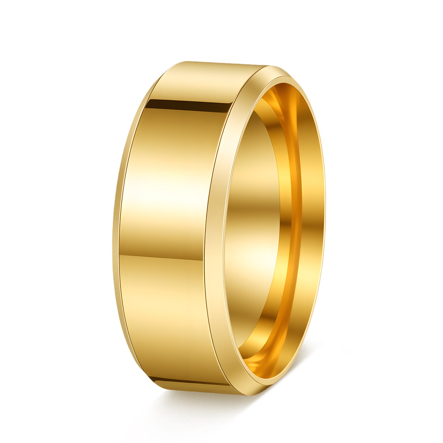 Women's & Men's Glossy Double Beveled Titanium Steel Wide Fashion Ring