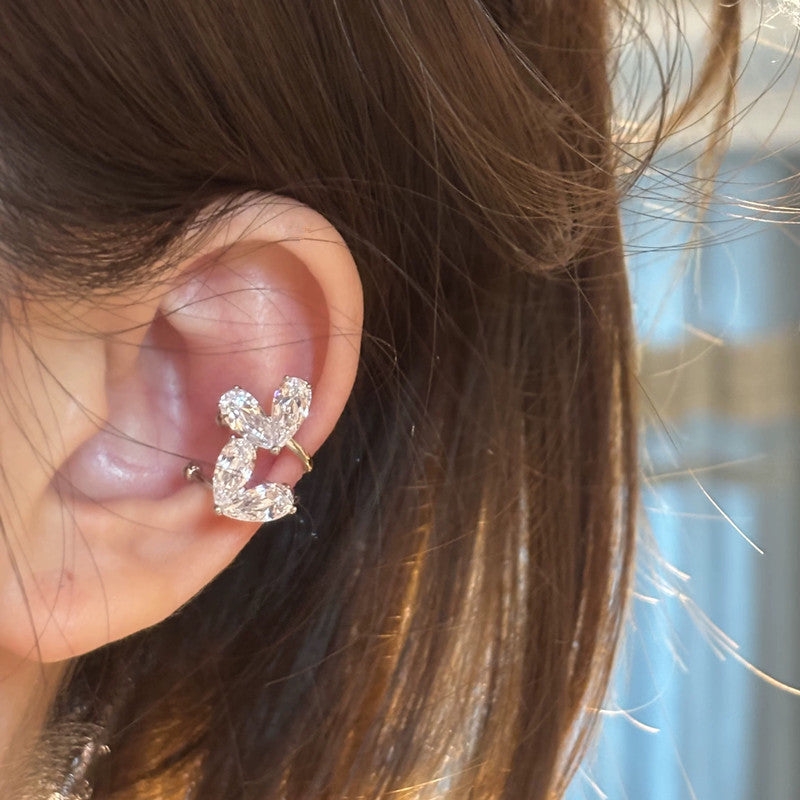Sweet Loving Heart Zircon Without Pierced Female Niche Unique Ear Clip