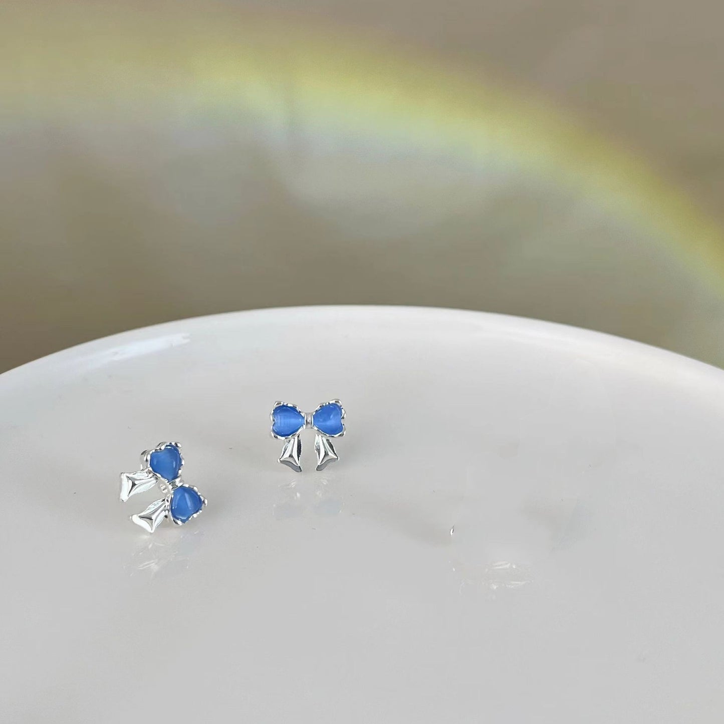 Women's Sweet Elegance Fresh Blue Opal Bow Rings