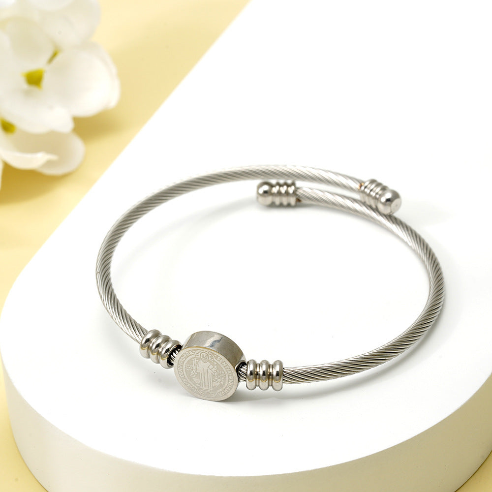 Trendy Stainless Steel Adjustable Opening Priest Religious Bracelets