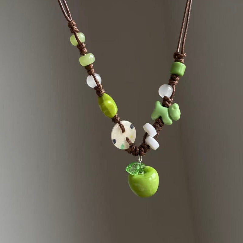 Women's Fun Cute Big Ears Ceramic Puppy Necklace