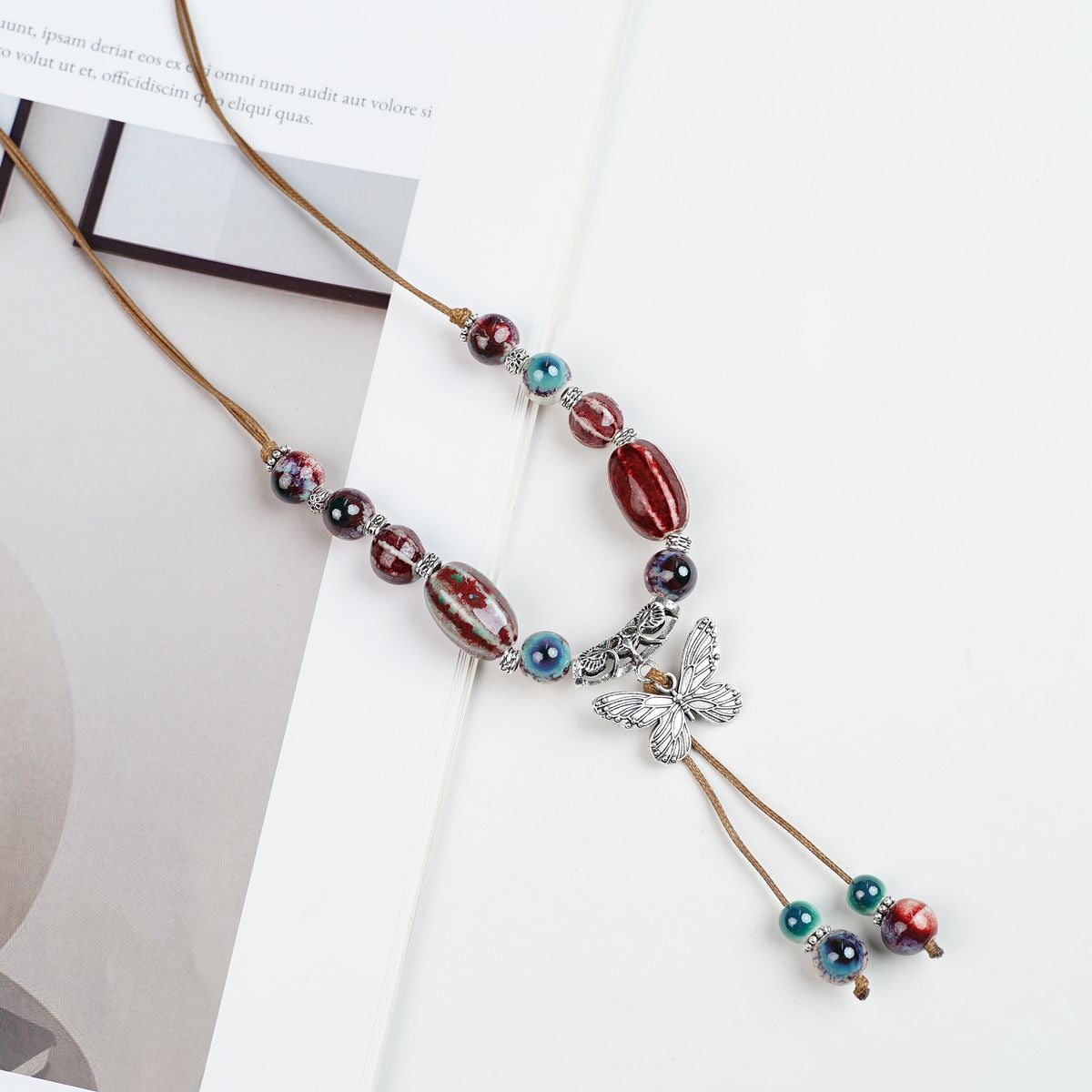 Peace Fu National Fashion Vintage Ceramic Female Longevity Necklaces