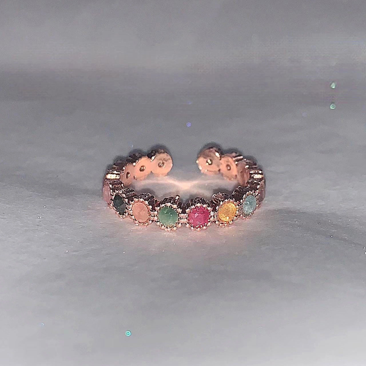 Women's Rainbow Sweet Cool Style Niche High-grade Personality Design Adjustable Index Ring