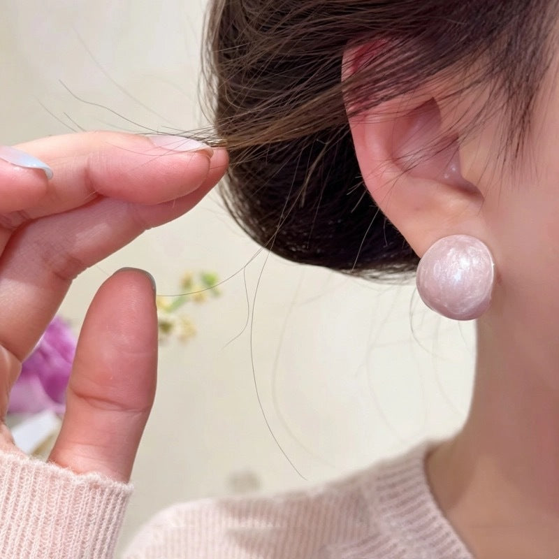 Women's Light Pink Purple Flash Round Cake Ethereal Design Earrings