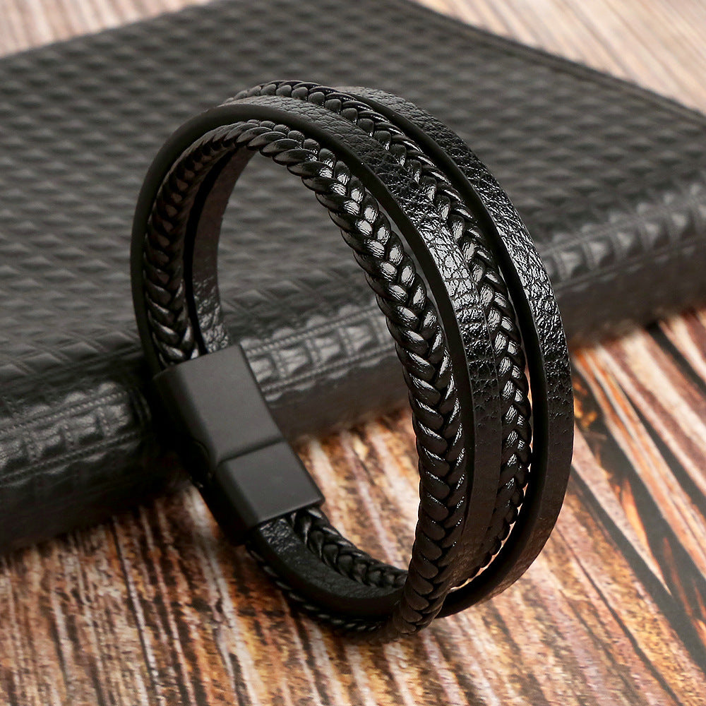 Men's Fashion Woven Alloy Magnetic Buckle Bracelets