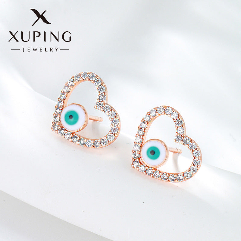 Jewelry Heart-shaped Evil Eyes Ear Drop Earrings