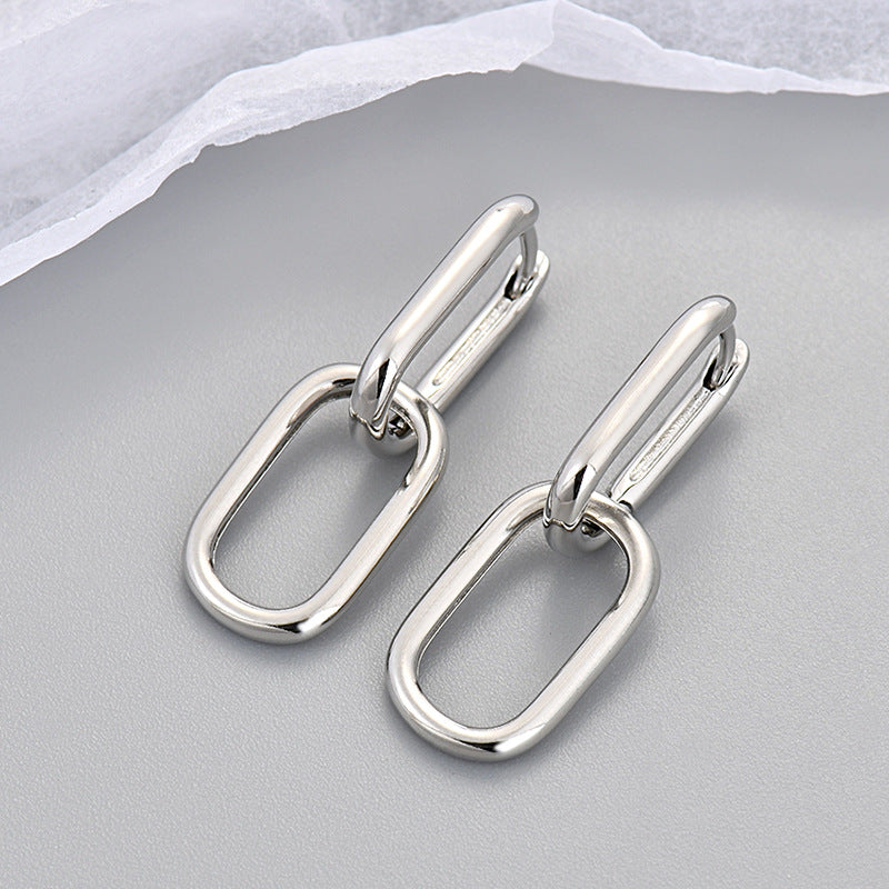 Binaural Creative High-grade Geometric Square Frosty Ear Buckle