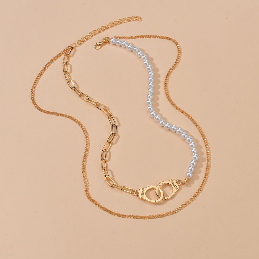 Fashion Alloy Handcuffs Asymmetric Simple Imitation Necklaces