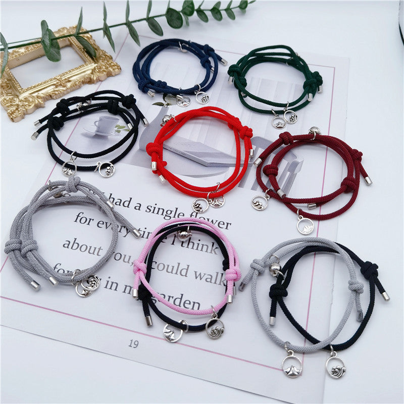 Women's & Men's Of Love Couple Magnet Attract True Pair And Woven Bracelets