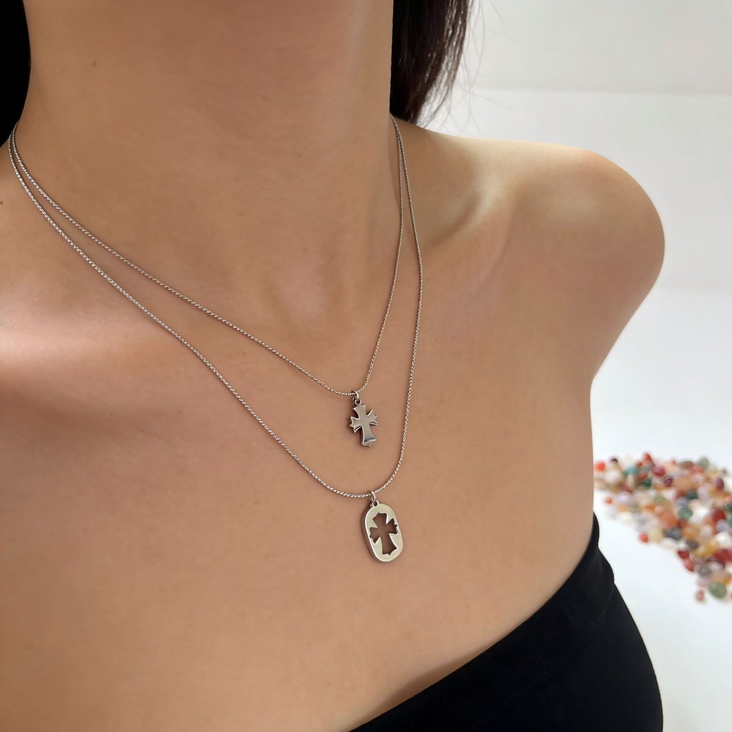 Women's Design Twin Clavicle Chain Tide Cool Personality Necklace