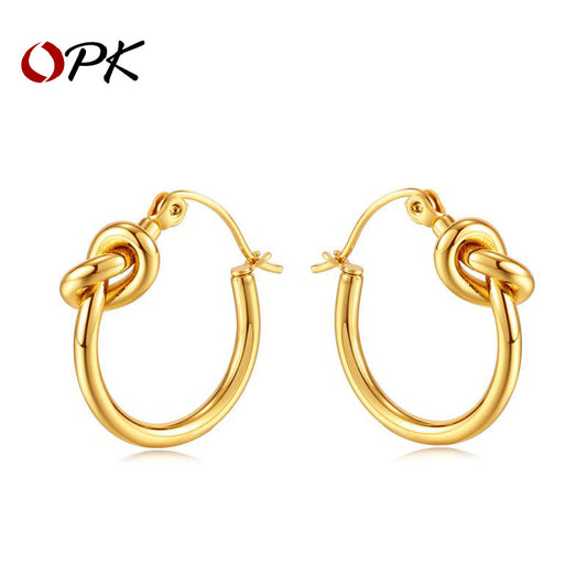 Boucles d'oreilles rondes géométriques en acier inoxydable pour femmes, personnalité de la mode, légères, de luxe, de tempérament