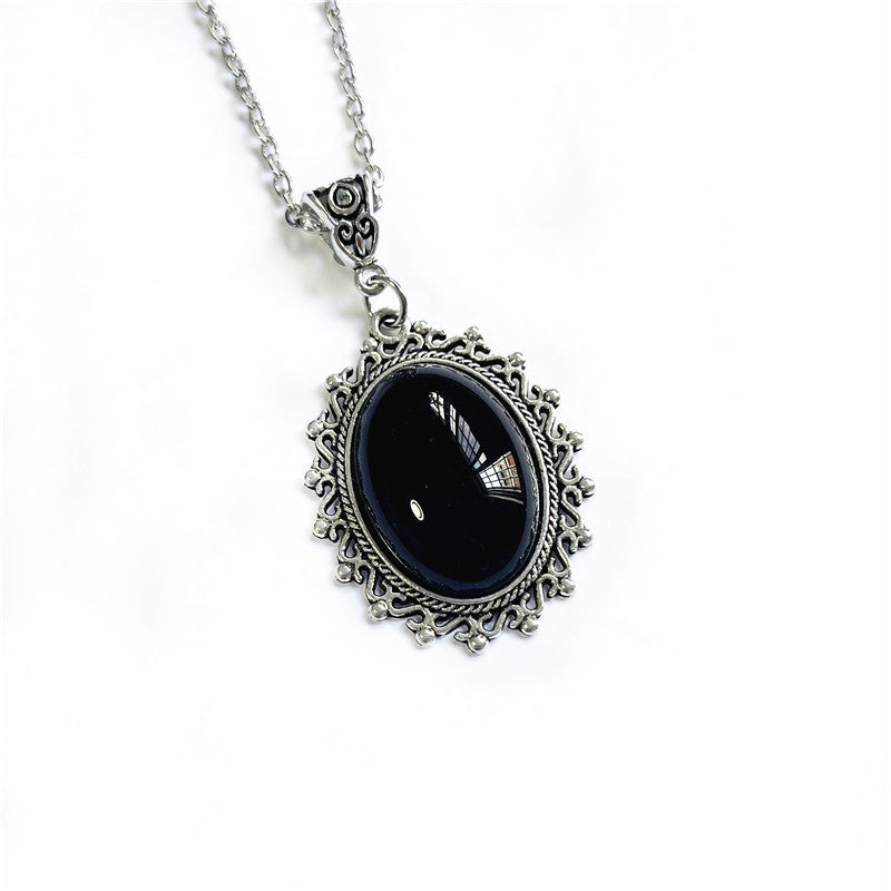 Women's Gothic Vintage Black Embossed Pendant Halloween Necklaces