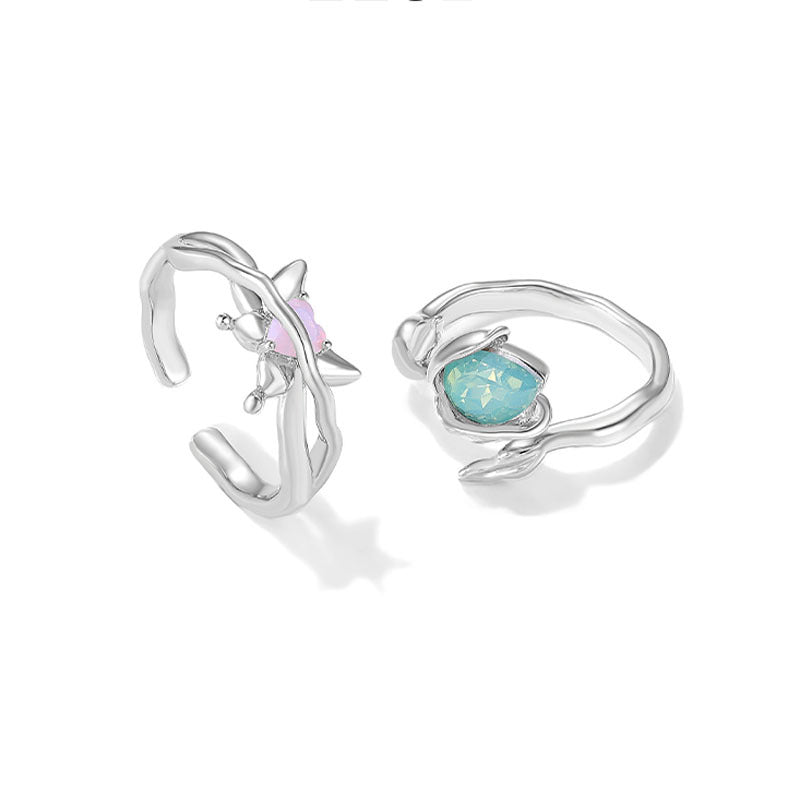 Women's Tulip Open-end Zircon High-grade Light Luxury Personality Fashion Ring