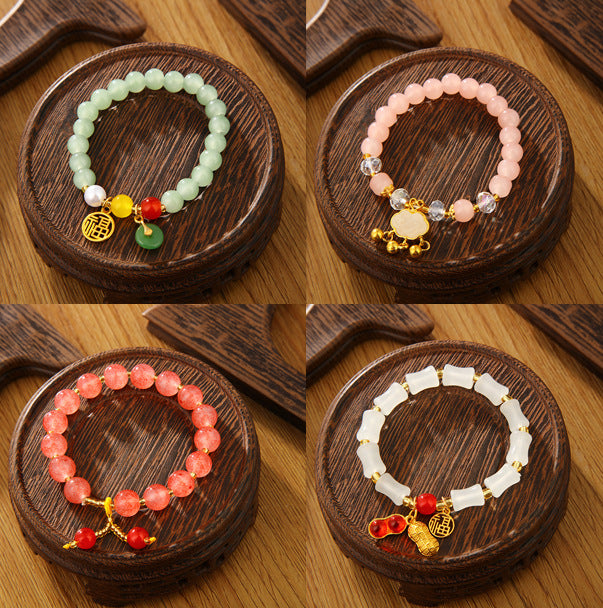 Style Colorful Female String Imitation Jade Material Bracelets