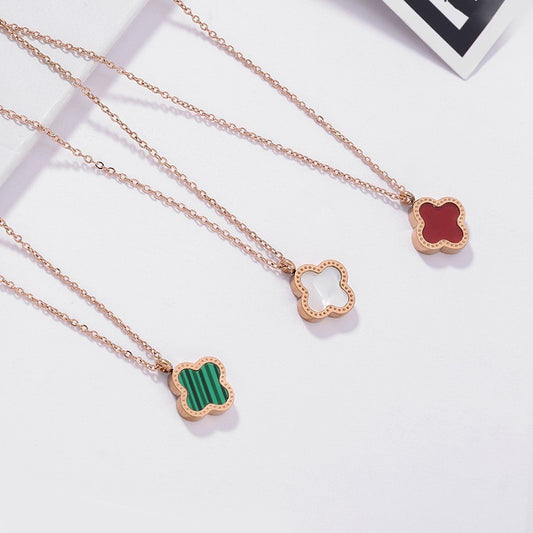 Clover Female Titanium Steel Double-sided Clavicle Necklaces