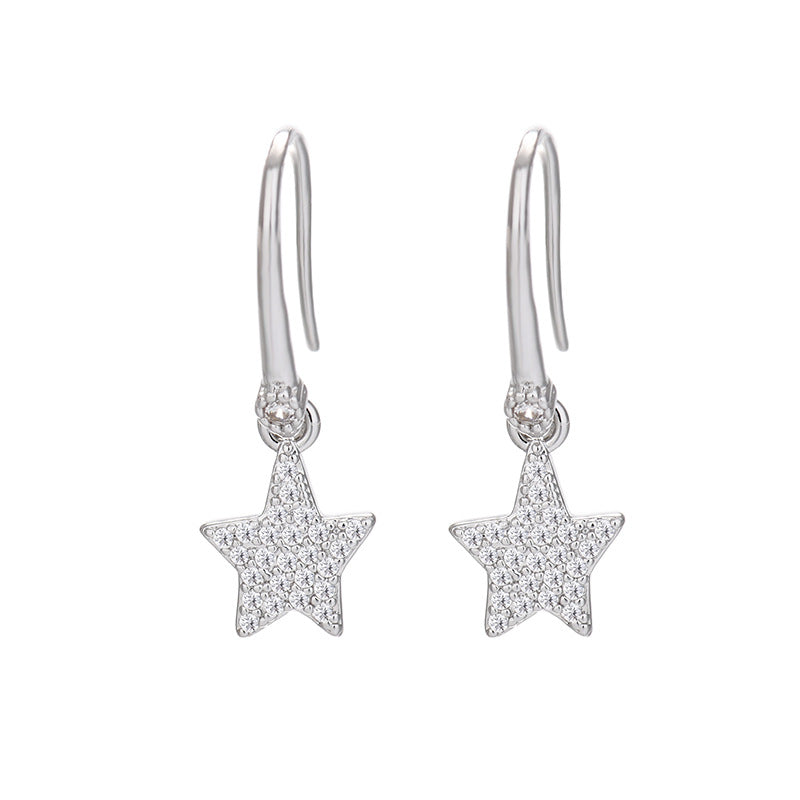 Inlaid Zircon Five-pointed Star Ear Clip Female Earrings