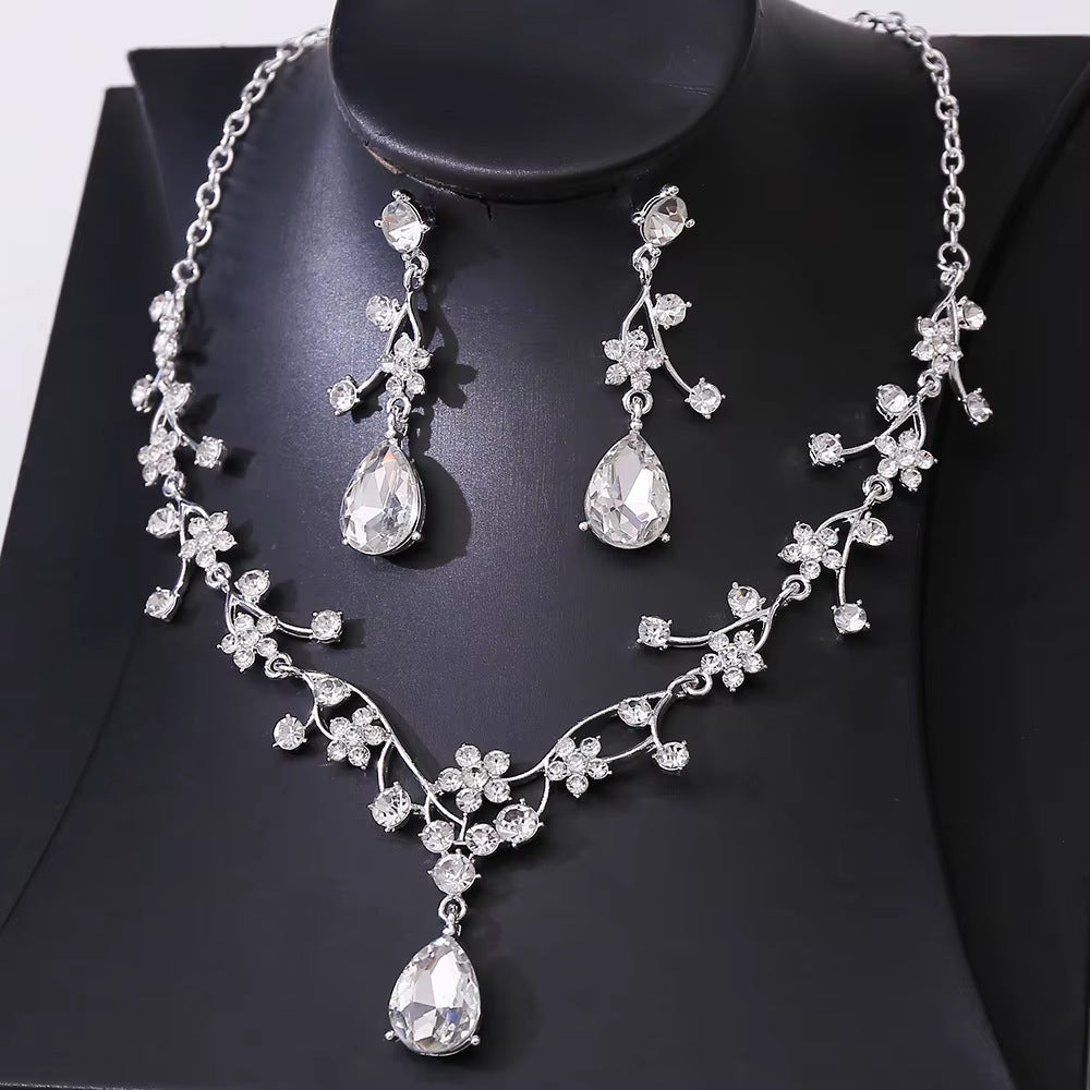 Fashion Color Matching Flower Water Drop Two-piece Jewelry Set