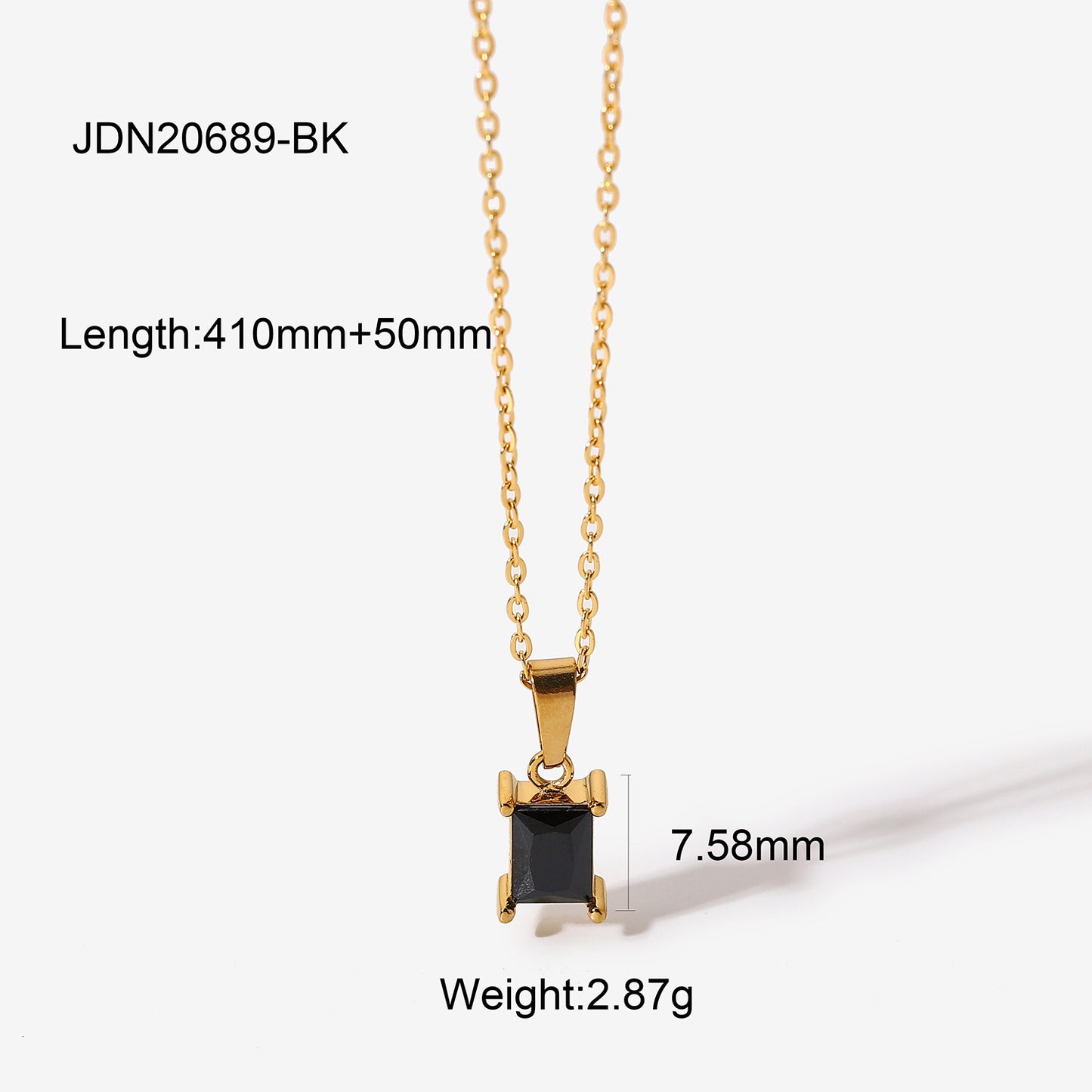 Fashion Beautiful Square Zircon Pendant Stainless Steel Necklaces