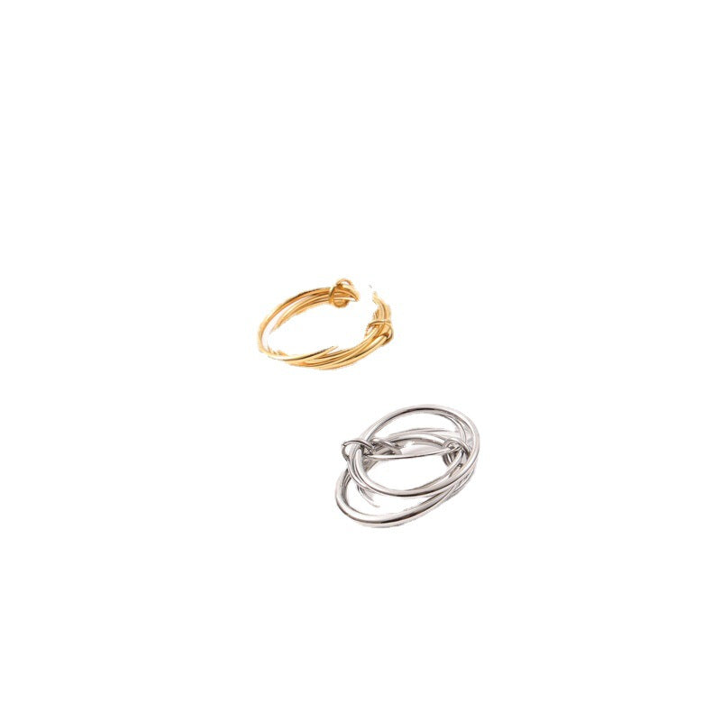 Elegant Chain Titanium Steel Gold Plating Rings