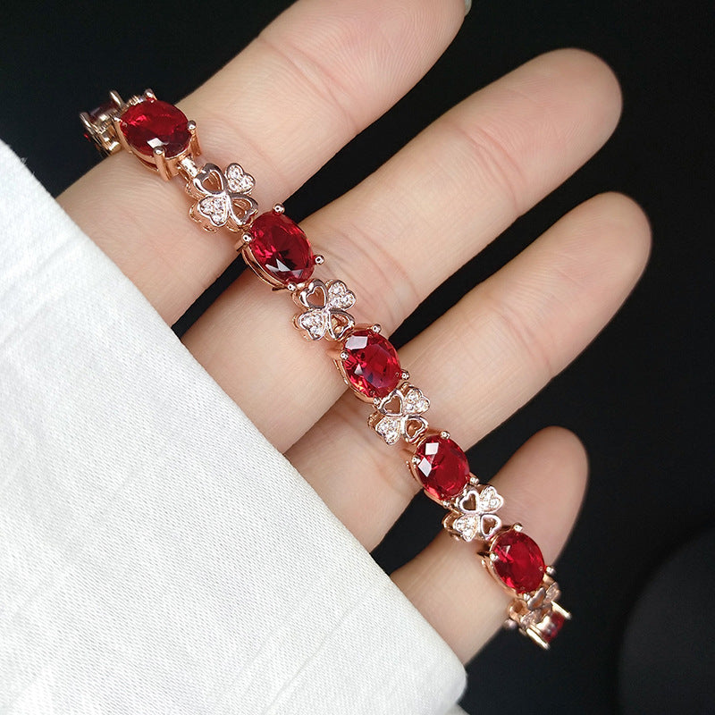 Ruby Rose Gold High-grade Red Diamond Ear Jewelry Set