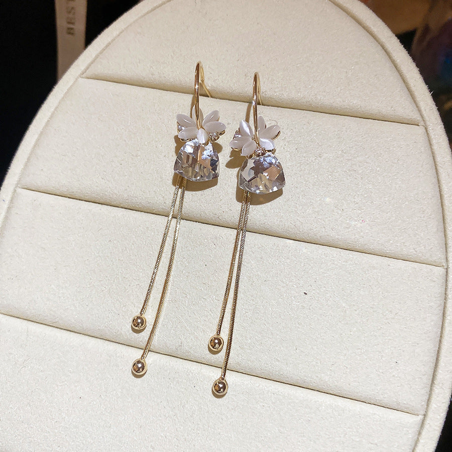Real Gold Electroplated Zircon Opal Flower Light Ear Clip