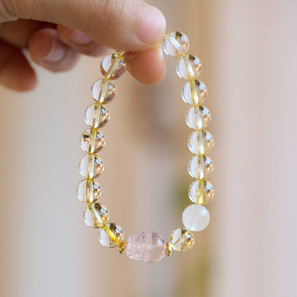 Natural Citrine Pi Female Wealth Rolling Pink Crystal Bracelets