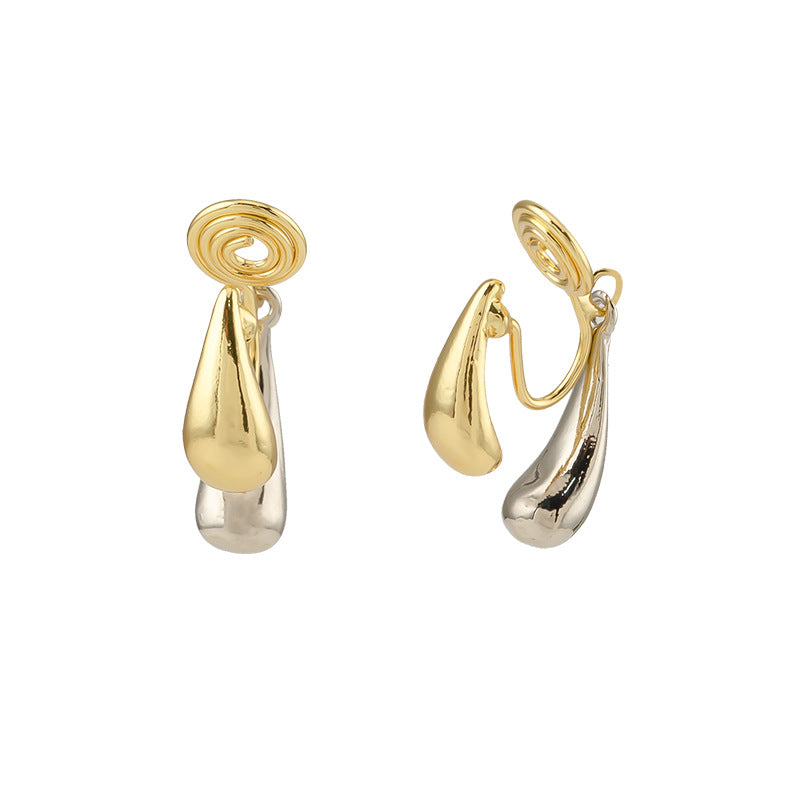Unique Personality Patchwork Water Drop Minority Fashion Simple Wild Mosquito Ear Clip