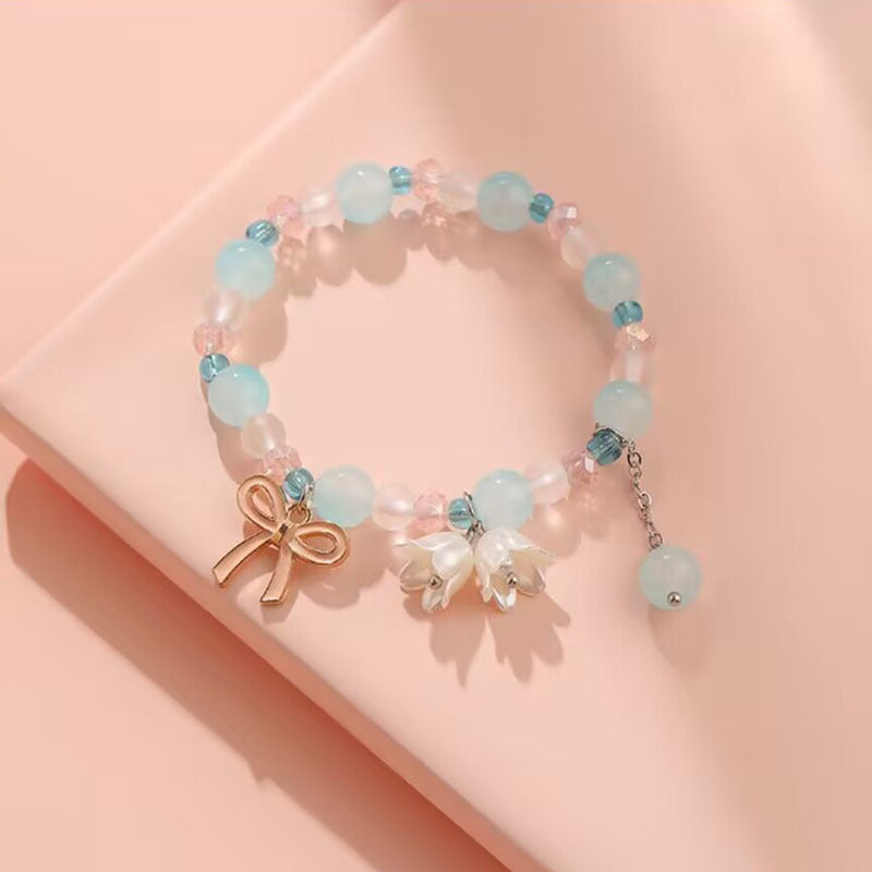 Cat Love Bell Imitation Opal Girlfriends Glaze Bracelet