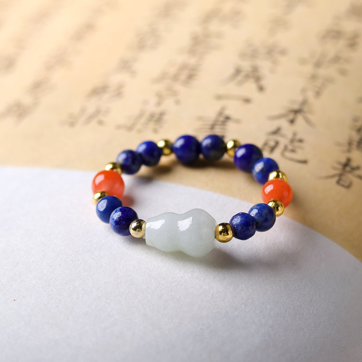 Red Agate Jade Gourd Crafts Chinese Rings