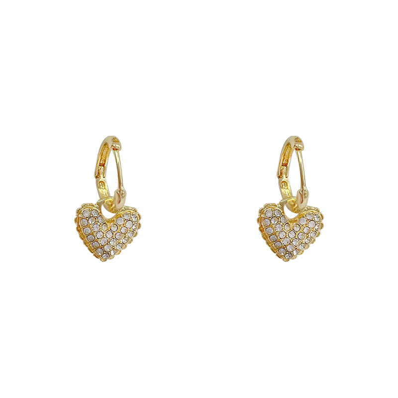 Heart Ear Clip Sier Needle Light Luxury Earrings