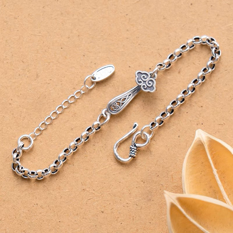 Women's Sier Lucky For Retro Distressed Plated Bracelets