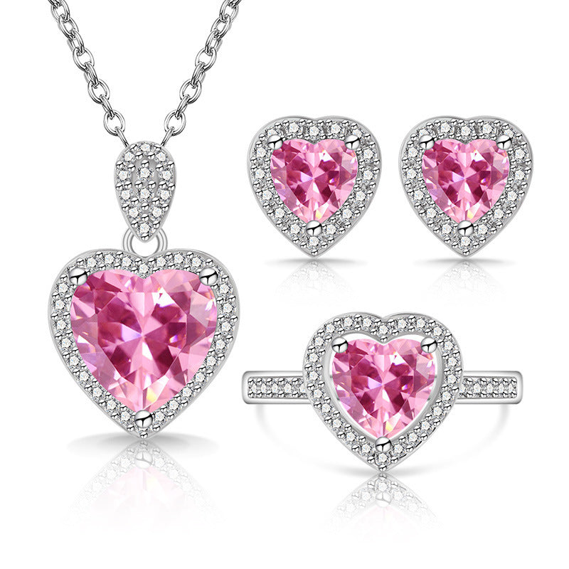 Streaming Fashion Colored Gems Crystal Suit Love Jewelry Set
