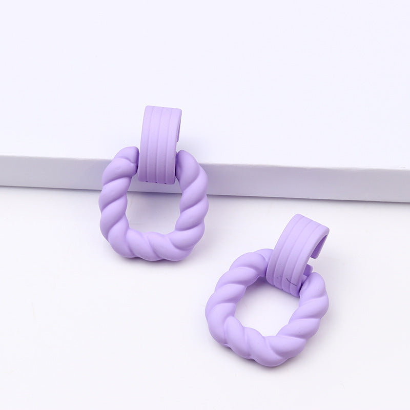Square Semicircle Stitching Spray Rubber Paint Acrylic Earrings