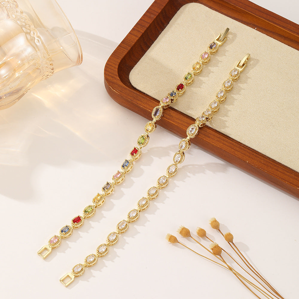 Rainbow Zircon Gold-plated Full Diamond Light Luxury Niche Design Bracelets