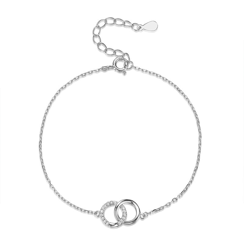 Accessoires pour femmes et hommes et bracelets coréens à double cercle en argent