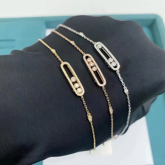 Light Luxury Diamond Three Mobile Female Sliding Geometric V Bracelet