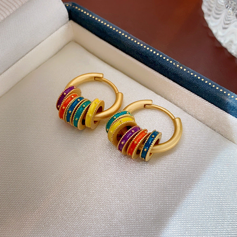 Electroplated Drop Oil Color Ear Clip Earrings