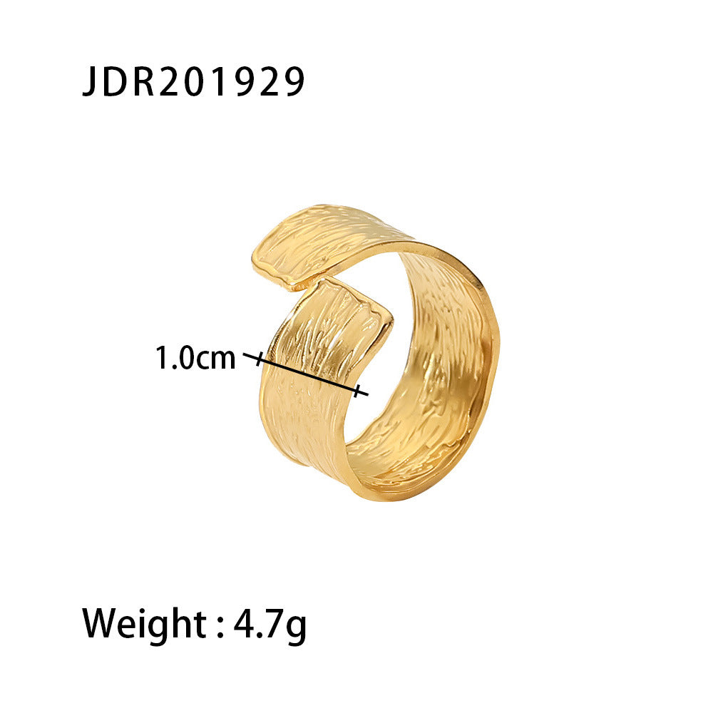 Women's Gold-plated Adjustable Stainless Steel Wrinkle Fashion Jewelry Hand Rings