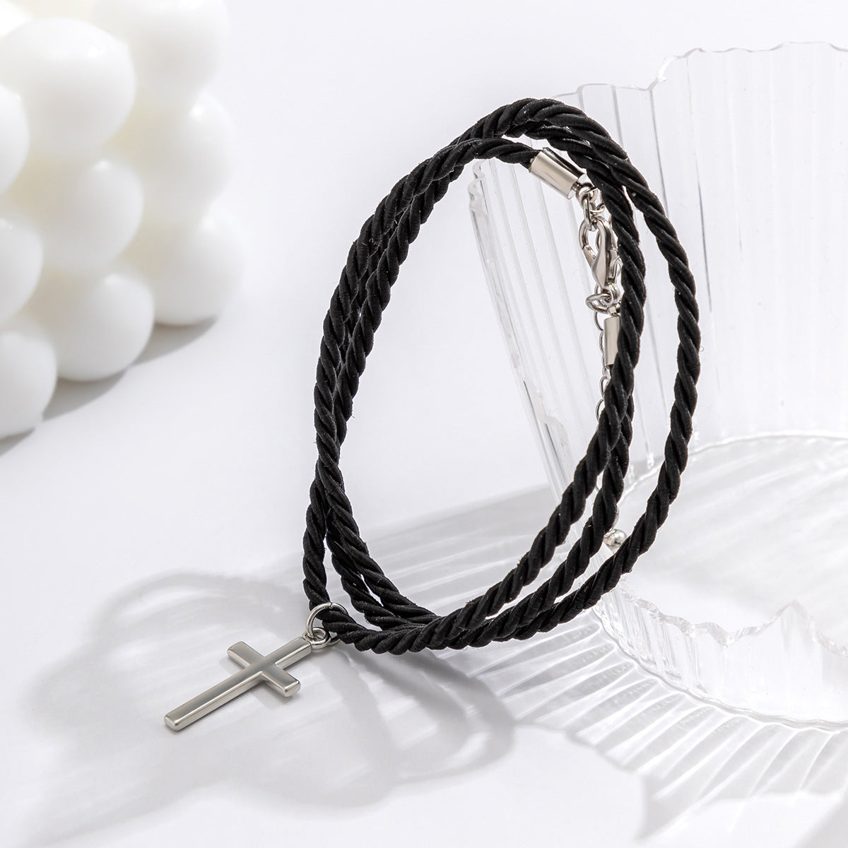 Bracelets de style ethnique noirs pour hommes, croix de mode, personnalité