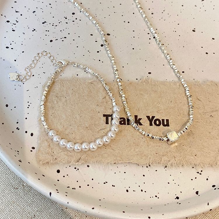 Sier Light Luxury Minority Temperament Wild Simple Personality Girlfriends High-grade Jewelry Set