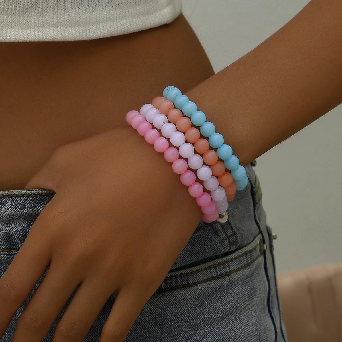 Fashion Simple Gradient Color Acrylic Beaded Bracelets