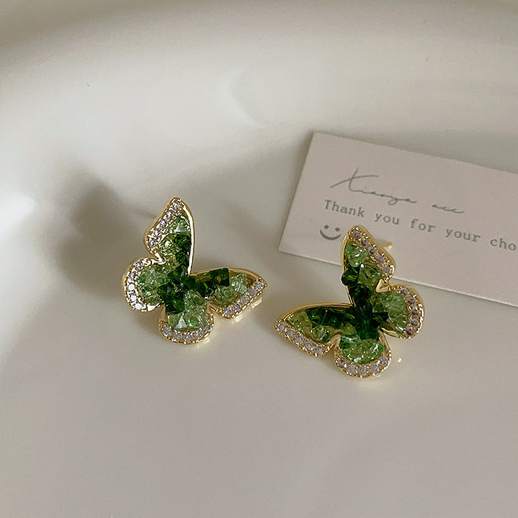 Women's Crystal Butterfly Design Sense Niche Personality Earrings