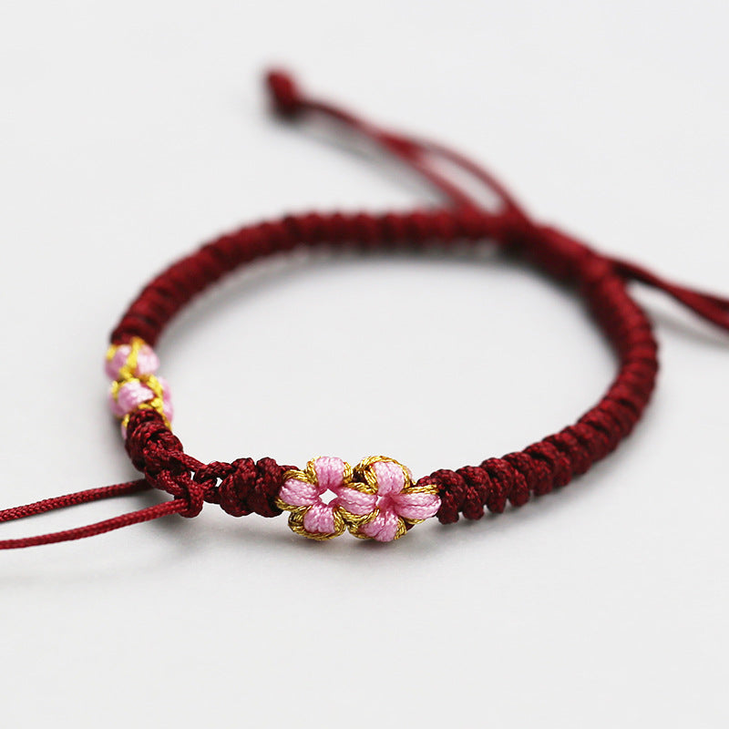 Exquisite Carrying Strap Peach Blossom Knot Braided Rope Bracelets