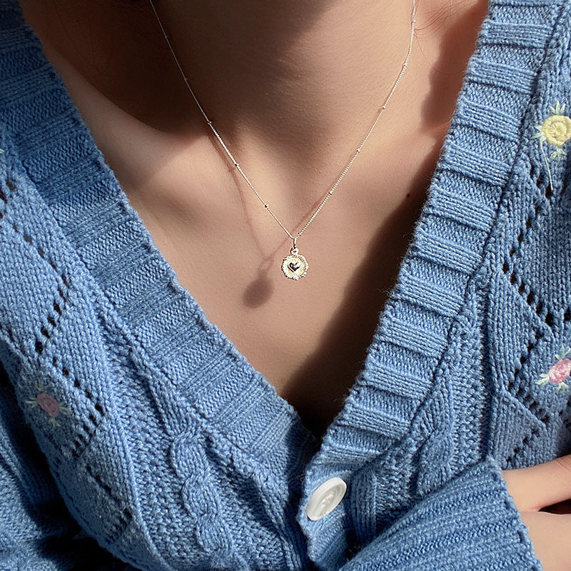 Women's Heart Double-sided Temperament Korean Style Light Luxury Minority Commute Clavicle Necklace
