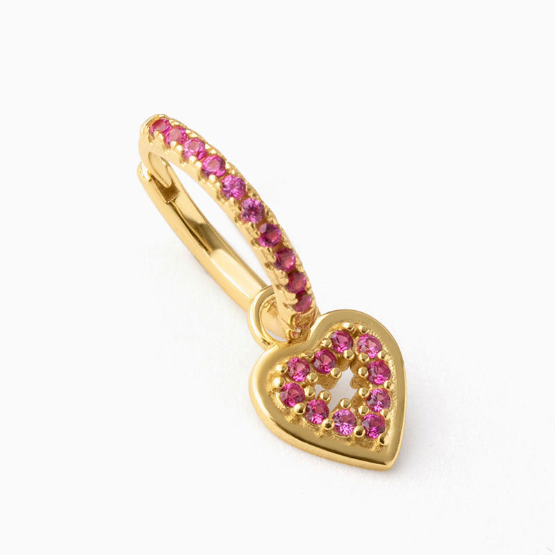 Sier Needle Fashion Classic Retro Hollow Heart Stud Earrings