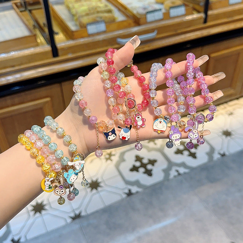 Bracelets cadeaux de dessin animé féminin en perles faites à la main en cristal