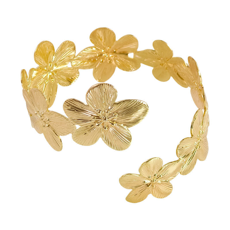 Women's Metal Flower Summer Beach Armband Open Bracelet