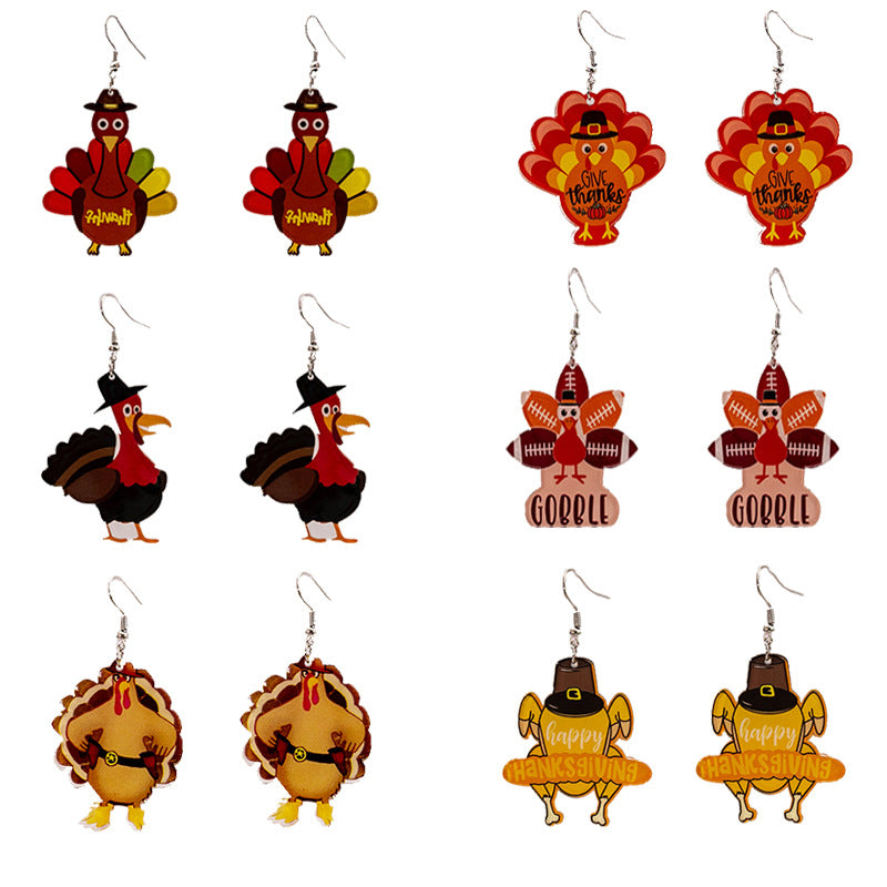 Women's Cartoon Turkey Collection Acrylic And Creative Earrings